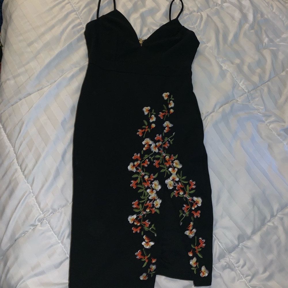 Floral little black dress